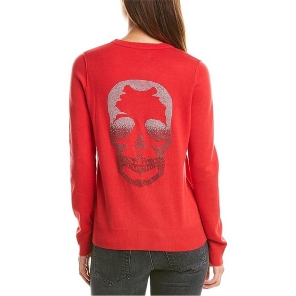 New! Zadig & Voltaire Miss Skull Degrade Studs Sweater - Picture 1 of 6